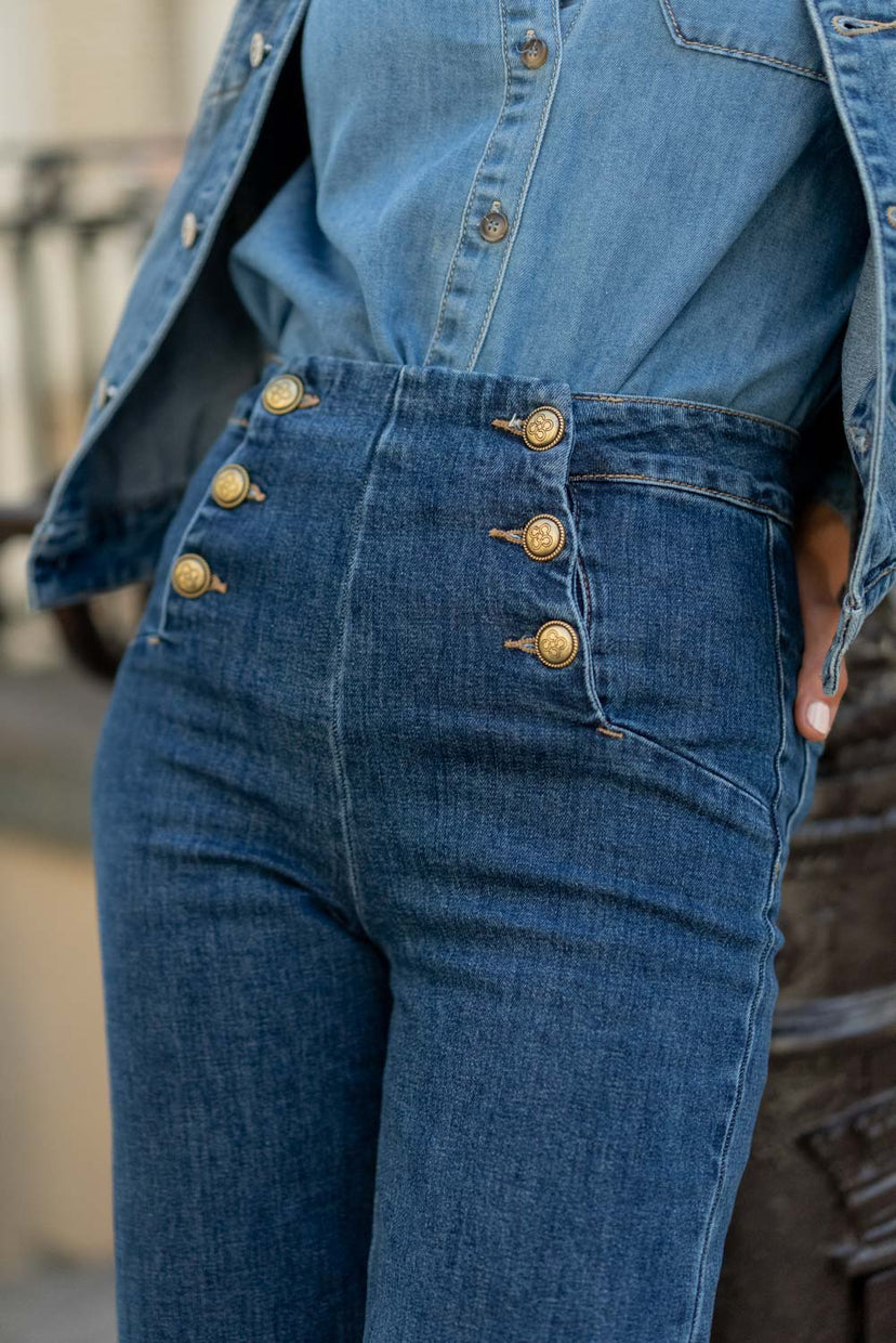 NEW PANTALÓN LARGE FLARE DENIM
