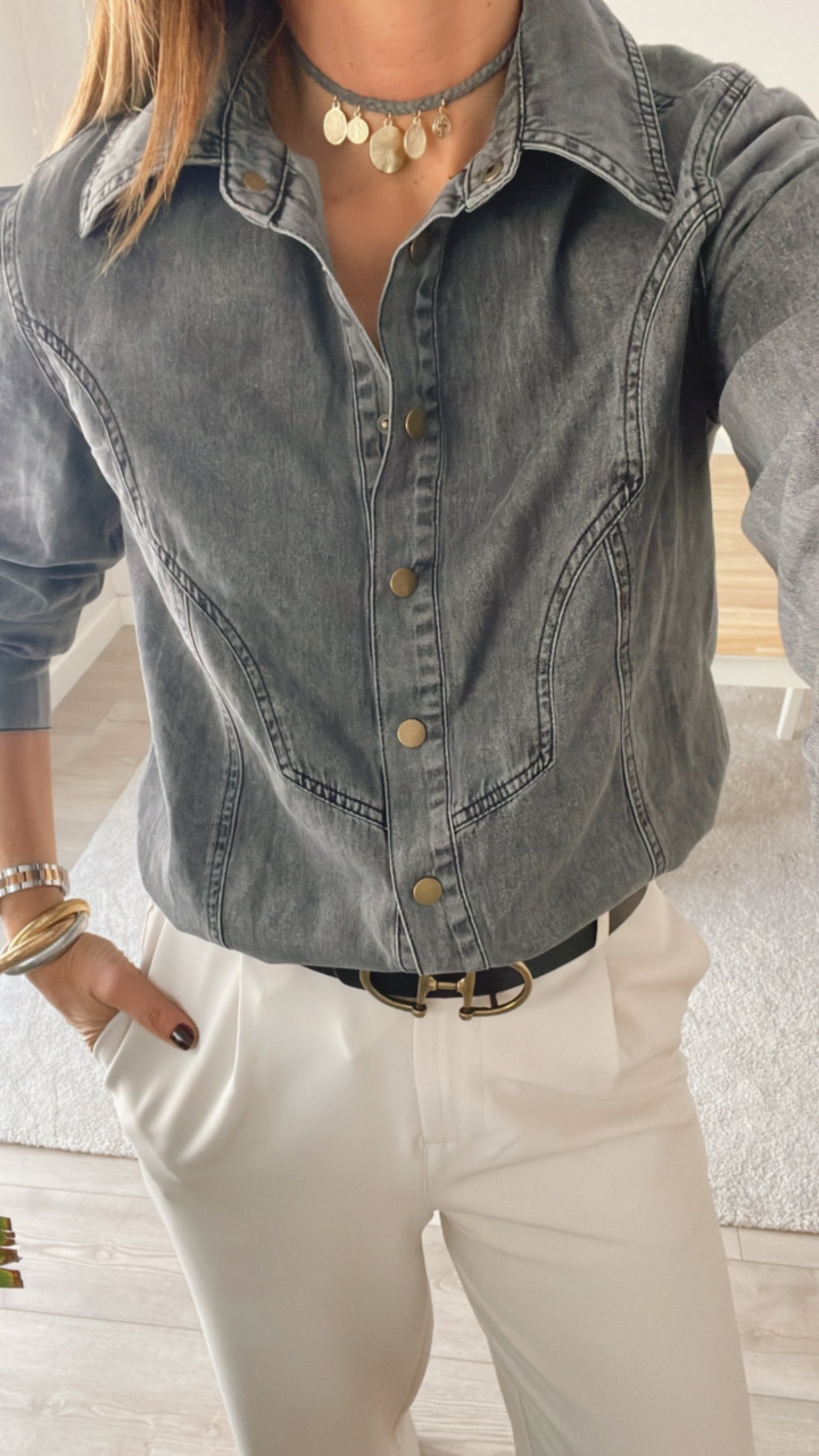 CAMISA DENIM GRIS