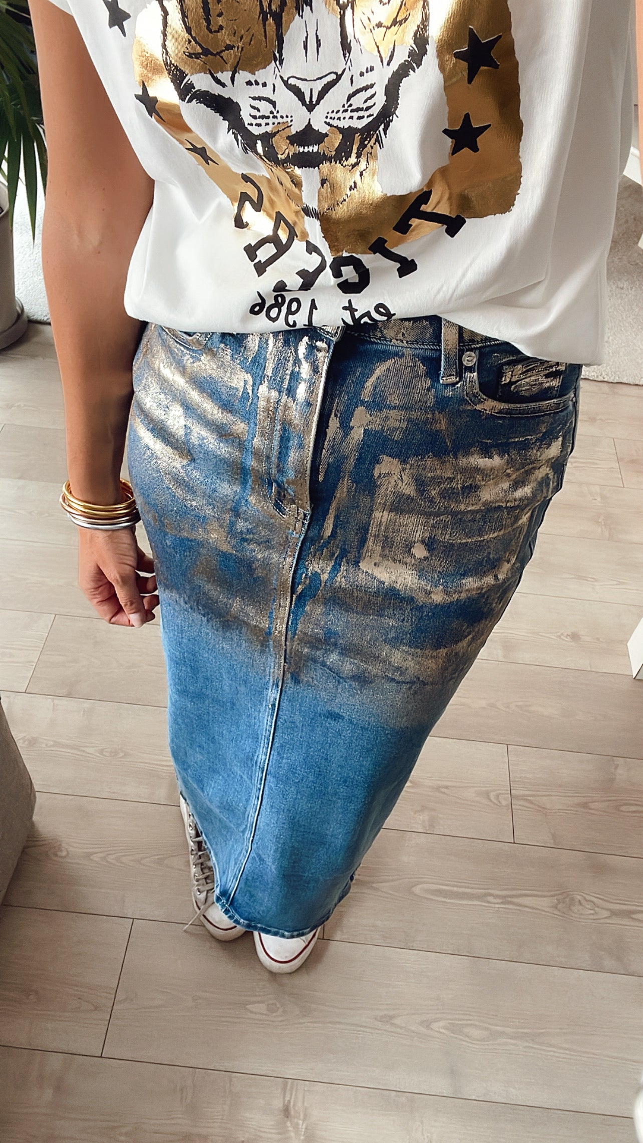 FALDA DENIM MIDI