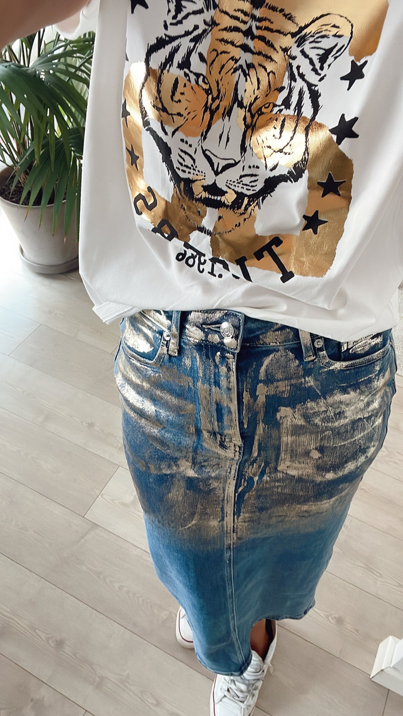 FALDA DENIM MIDI