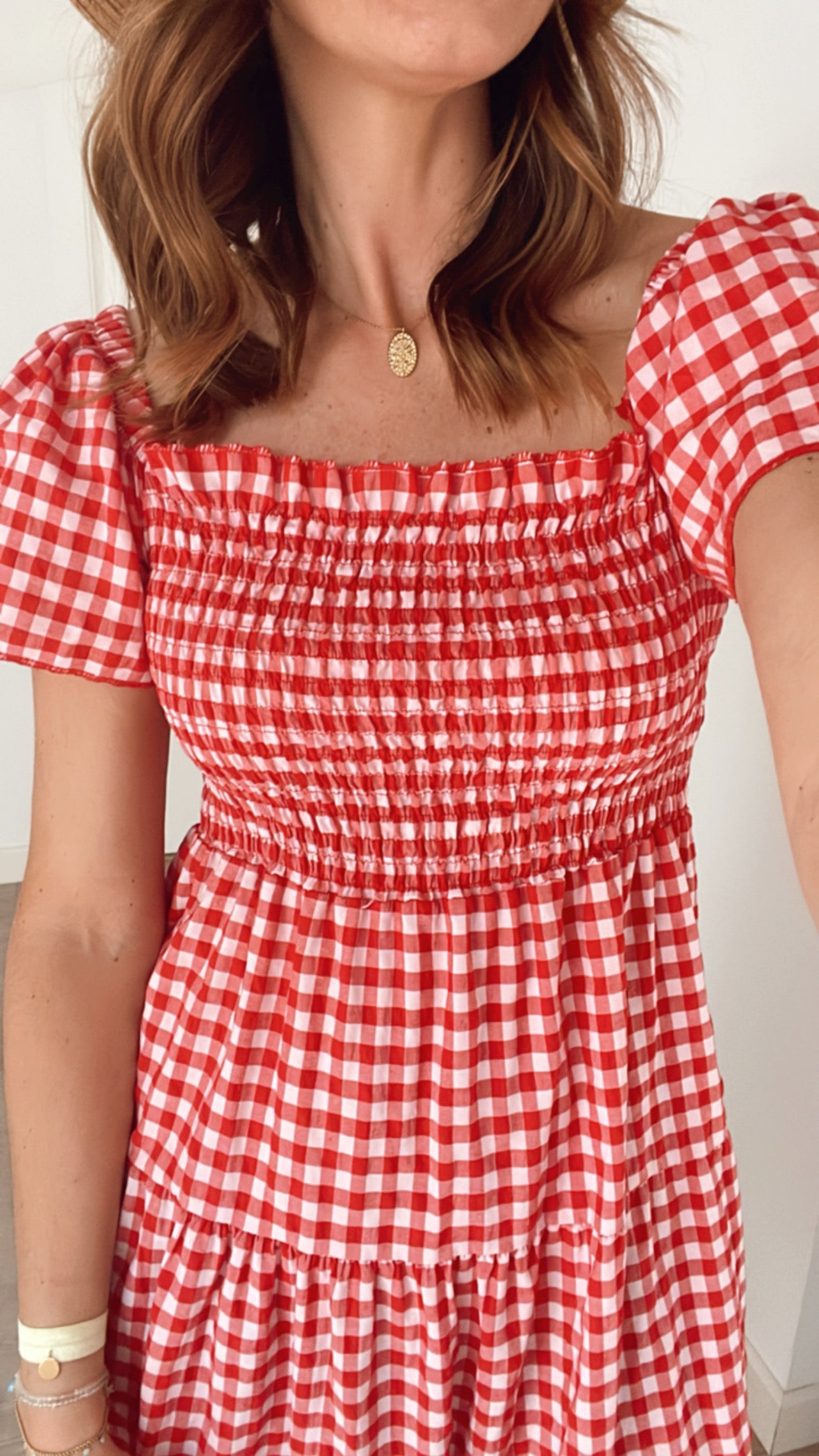 VESTIDO VICHY MANGAS