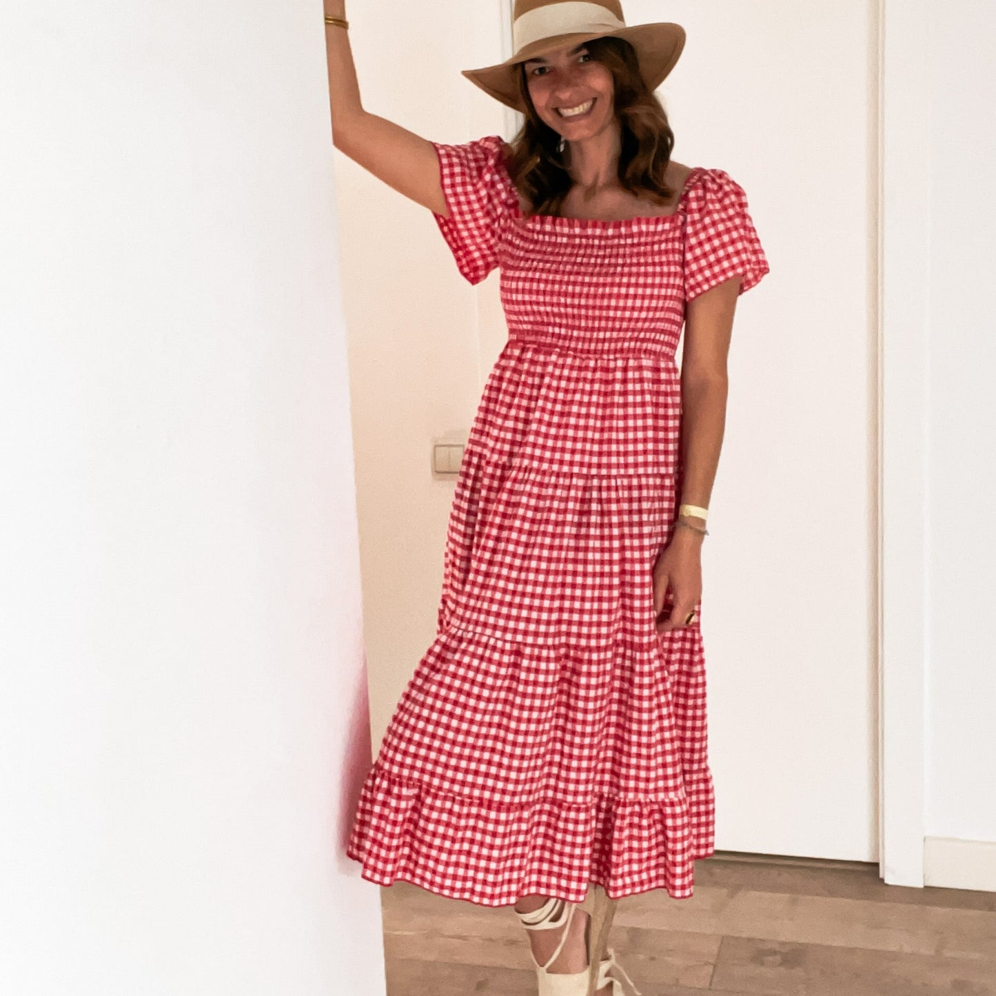 VESTIDO VICHY MANGAS