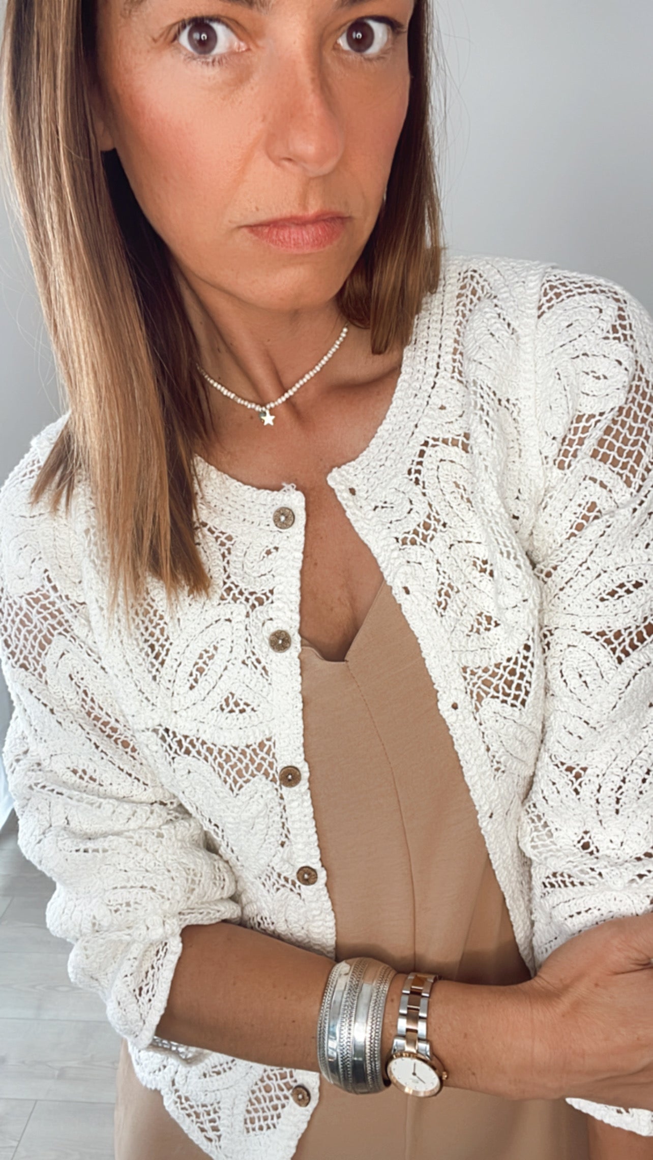 CHAQUETA CROCHET BLANCO