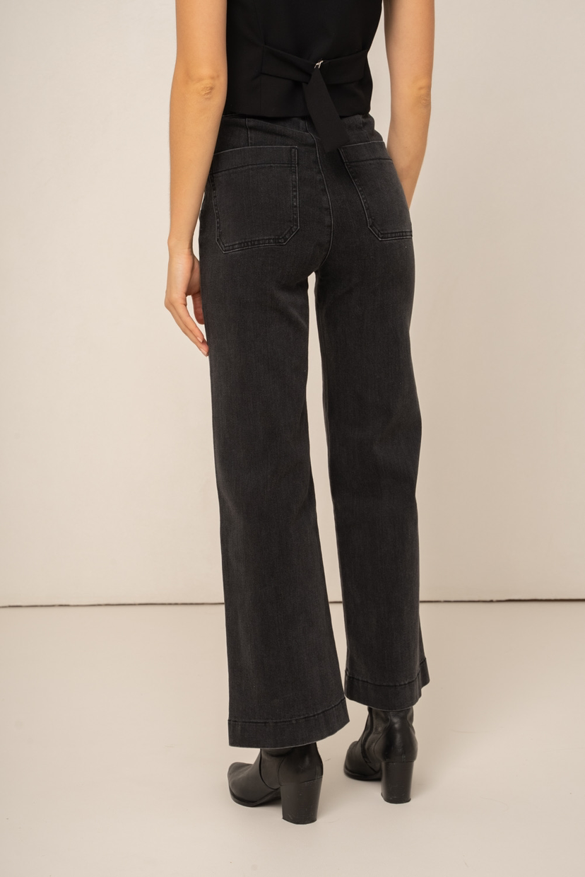 NEW PANTALÓN LARGE FLARE GRIS OSCURO