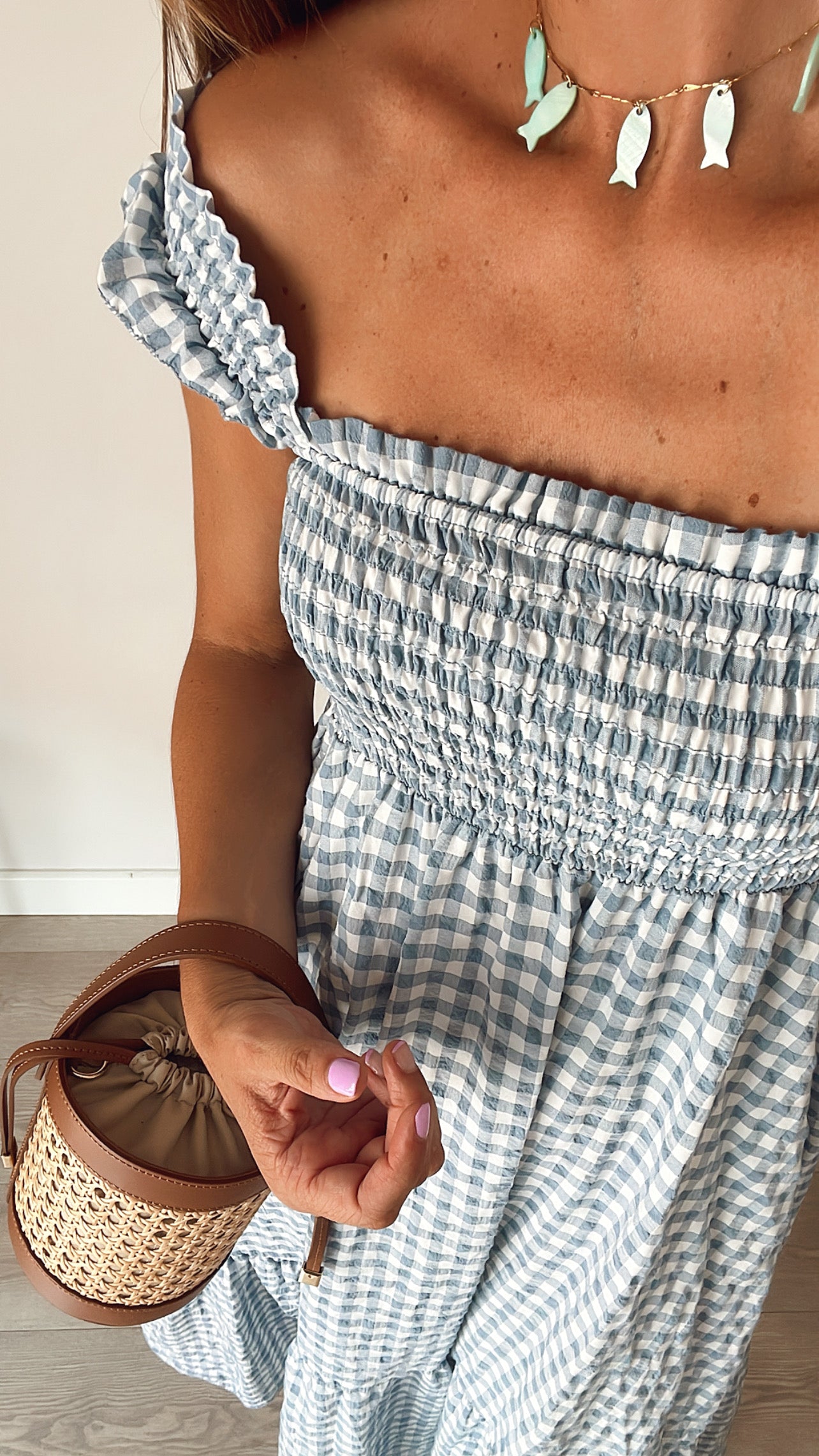 NEW VESTIDO VICHY AZUL DESGASTADO