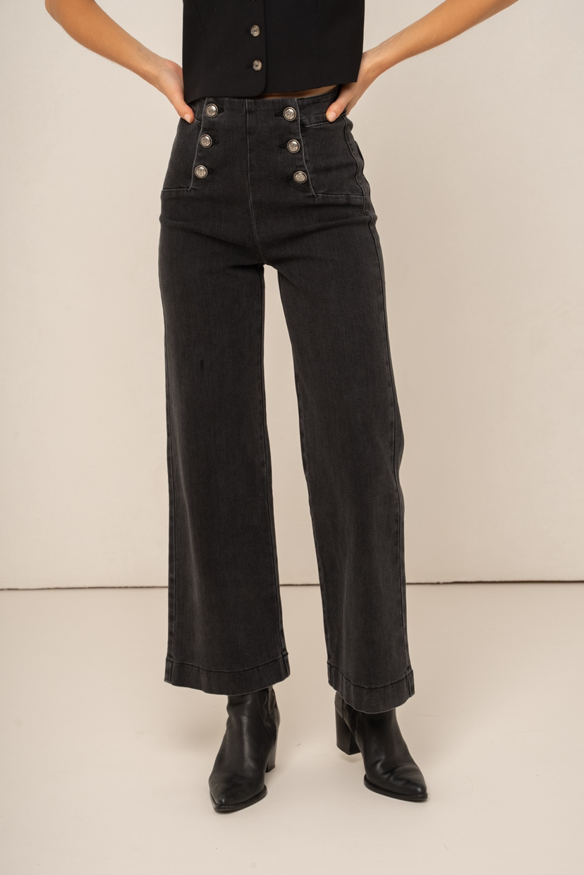 NEW PANTALÓN LARGE FLARE GRIS OSCURO