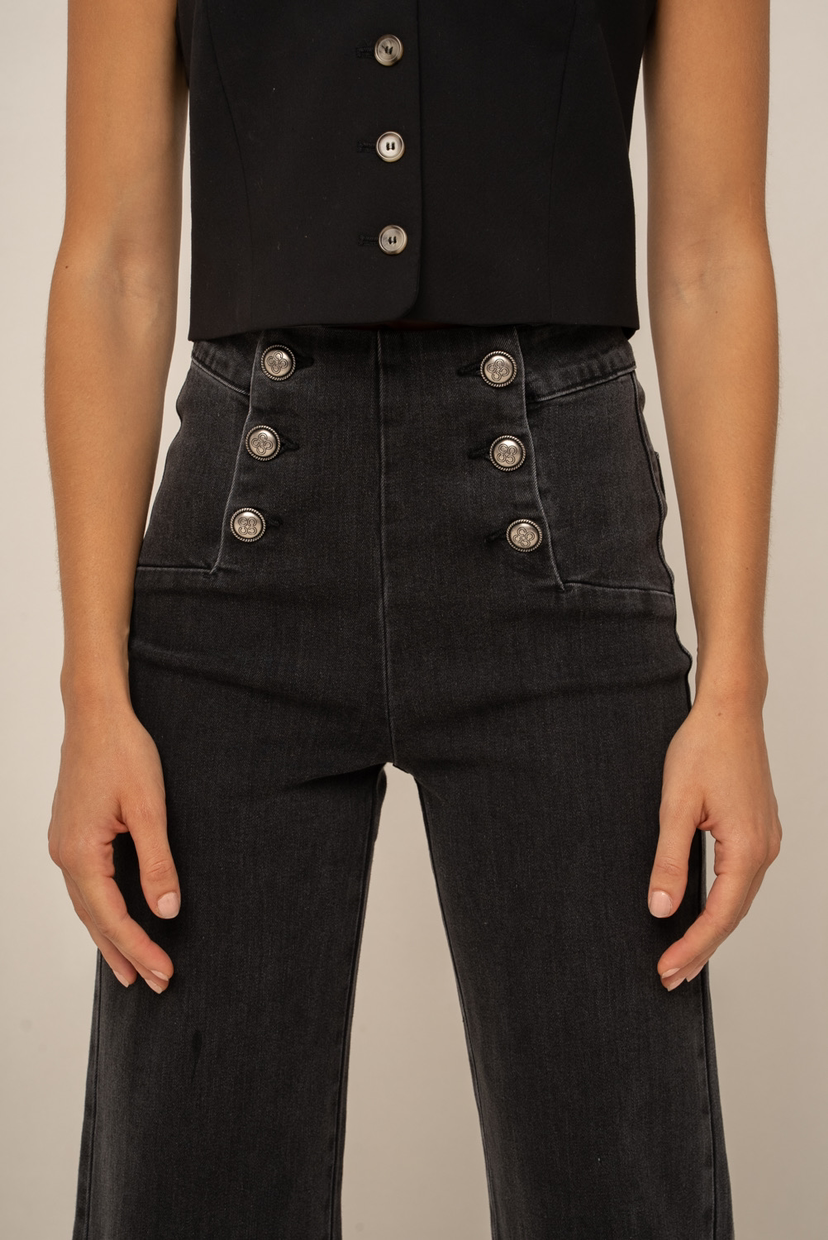 NEW PANTALÓN LARGE FLARE GRIS OSCURO