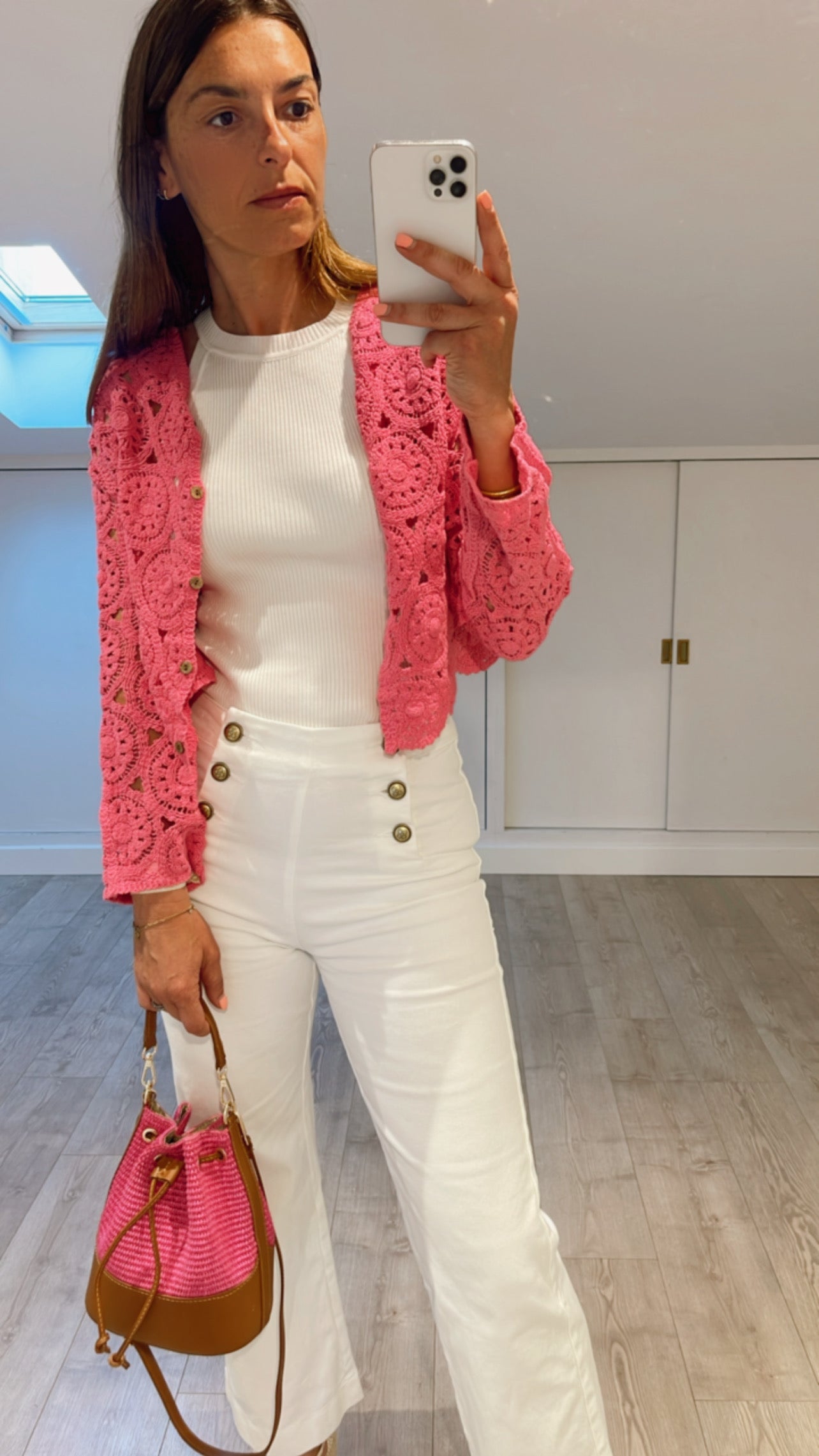CHAQUETA CROCHET FUCSIA