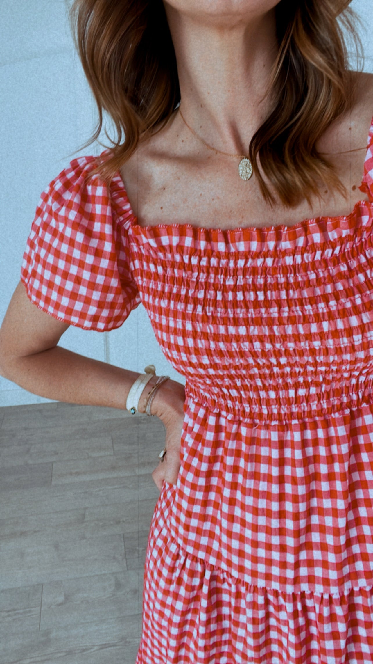 VESTIDO VICHY MANGAS