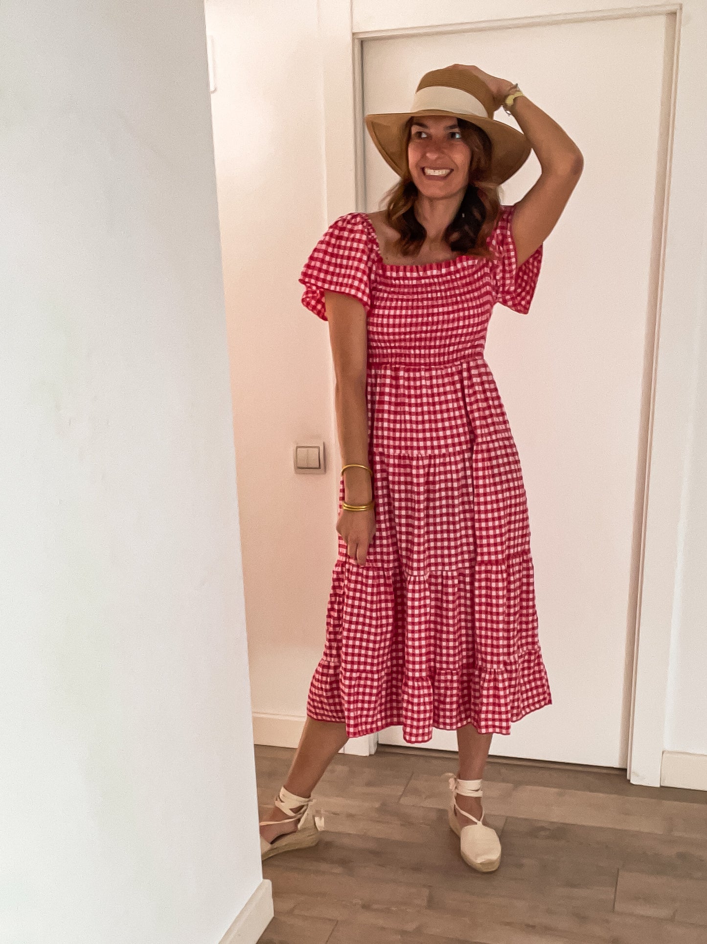 VESTIDO VICHY MANGAS