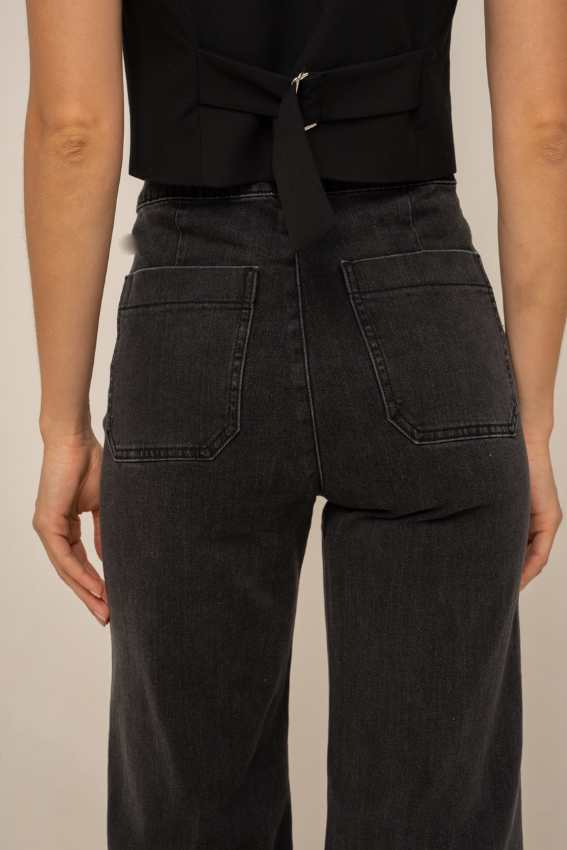 NEW PANTALÓN LARGE FLARE GRIS OSCURO