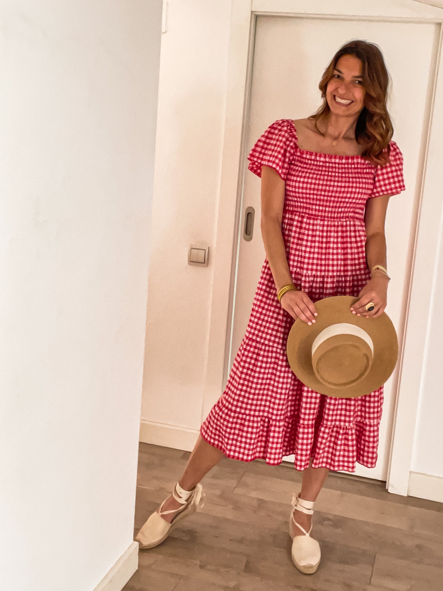 VESTIDO VICHY MANGAS