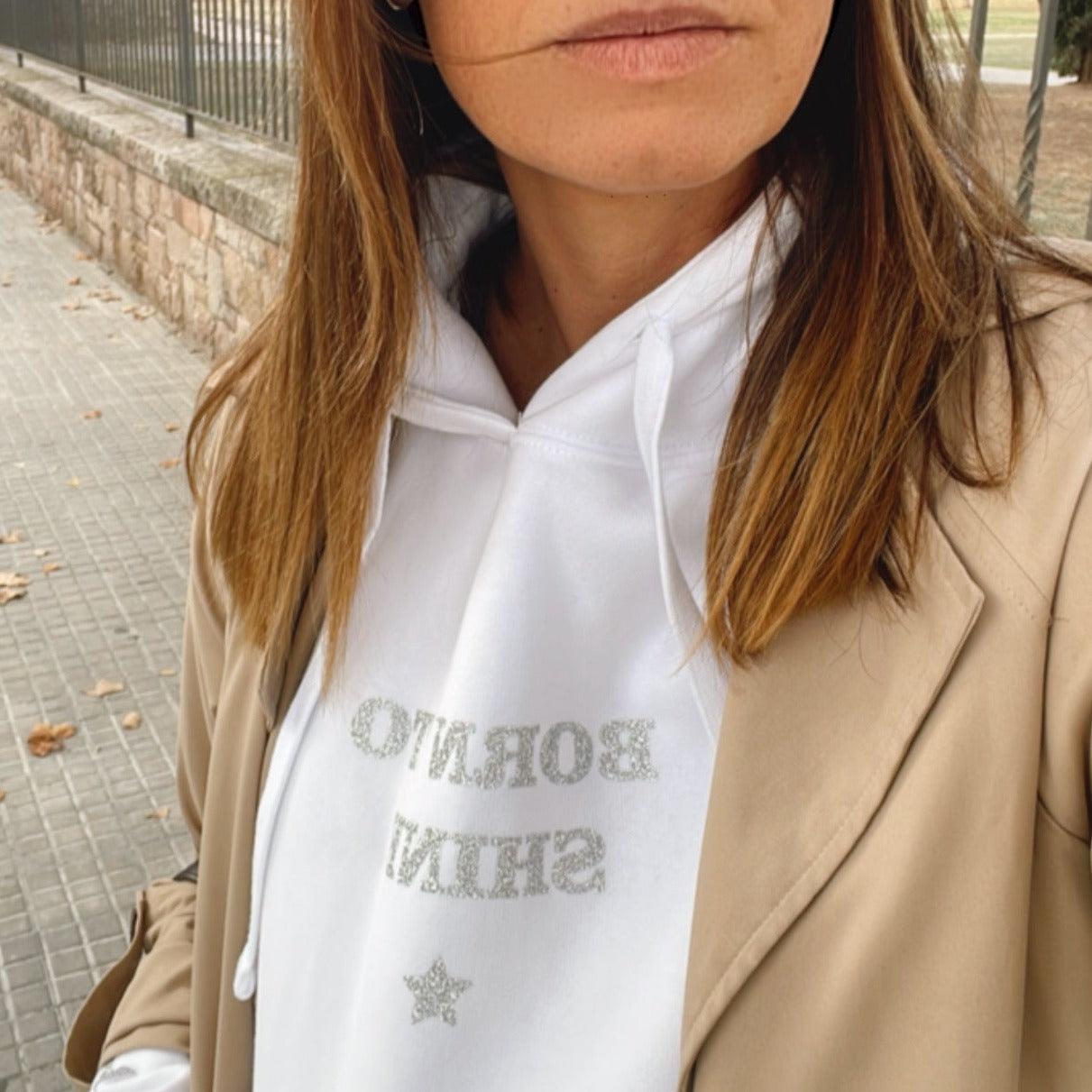 SUDADERA SHINE ADULTO - BLANCA HOODY