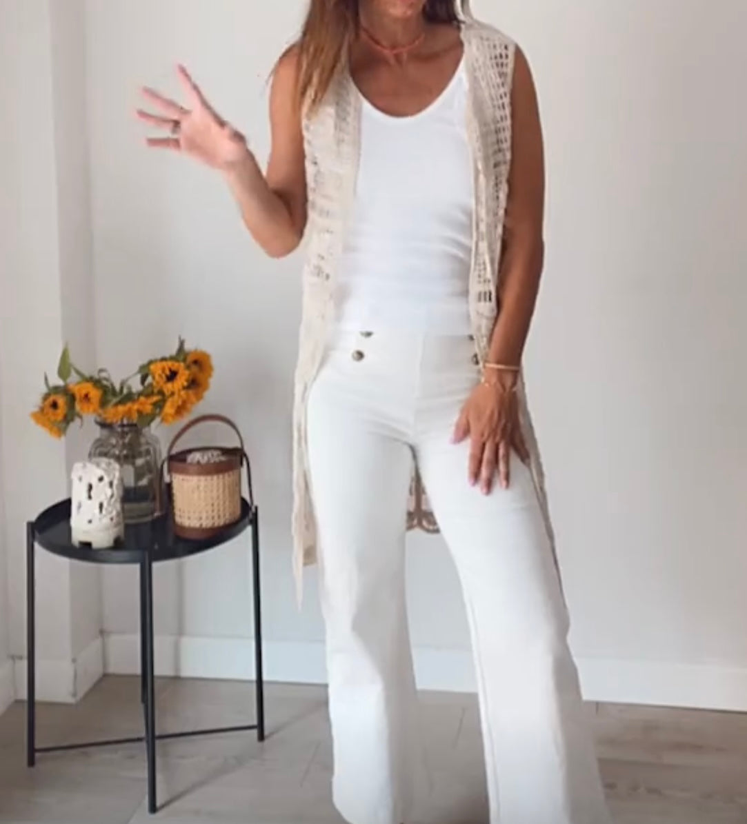 Chaleco blanco largo deals