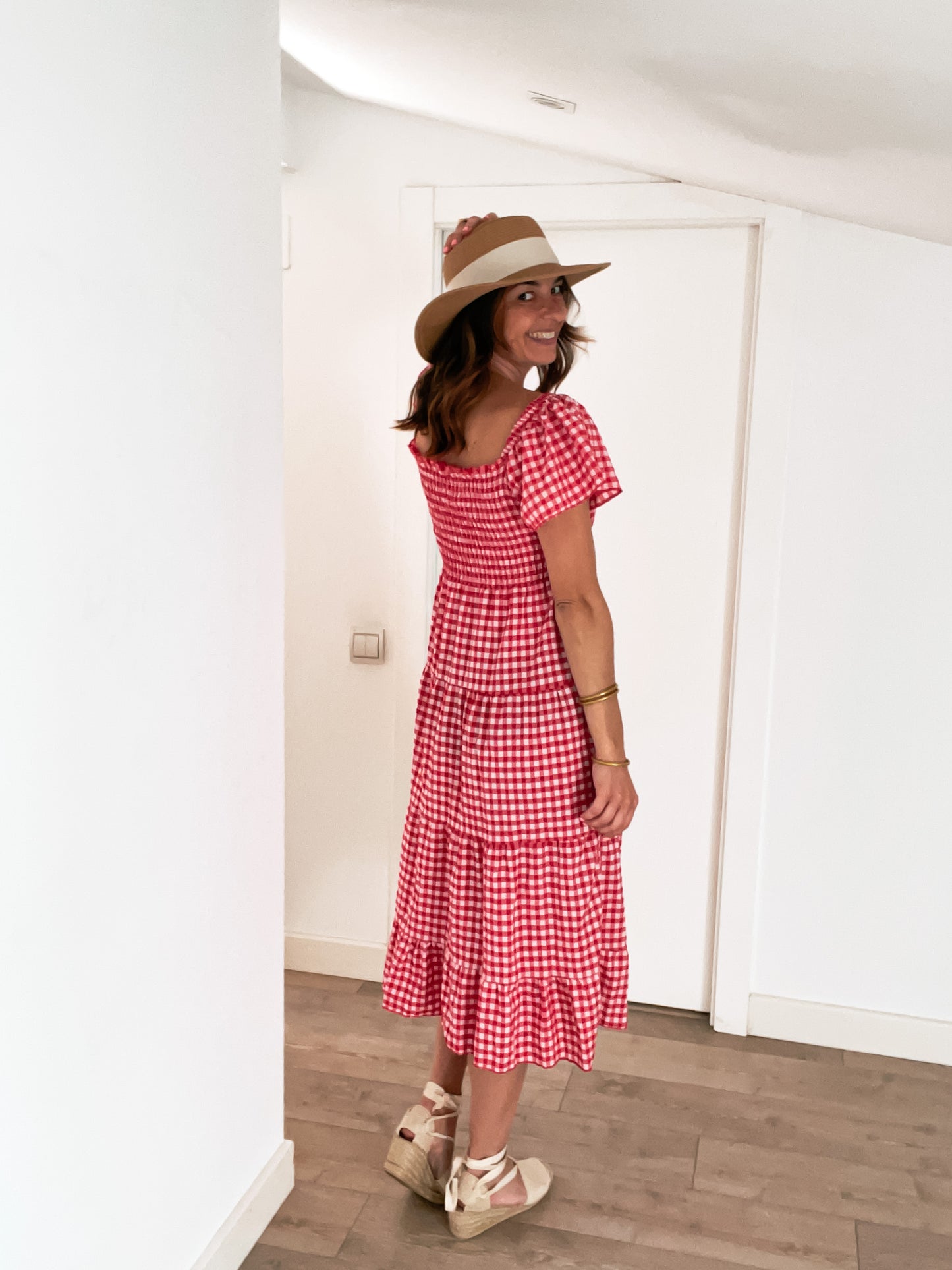 VESTIDO VICHY MANGAS