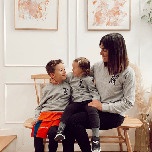 PACK FAMILY SUDADERAS - GRIS VICHY - PERSONALIZADAS