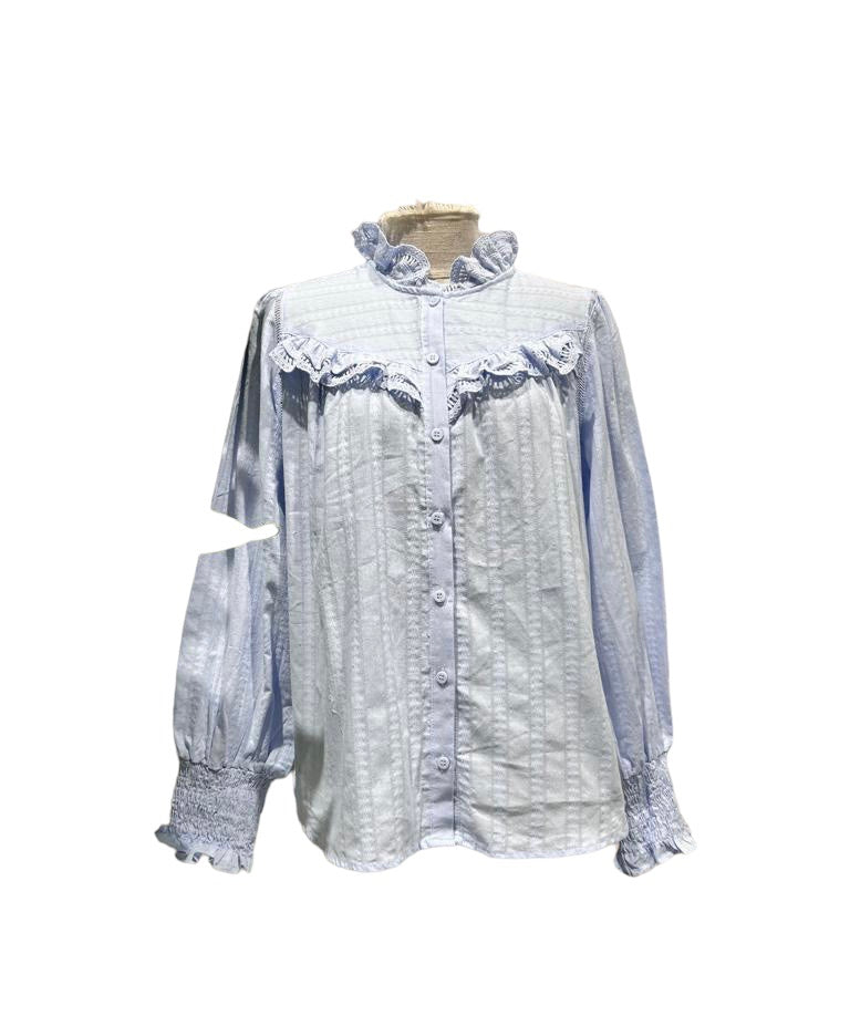 CAMISA CELESTE PUNTILLA