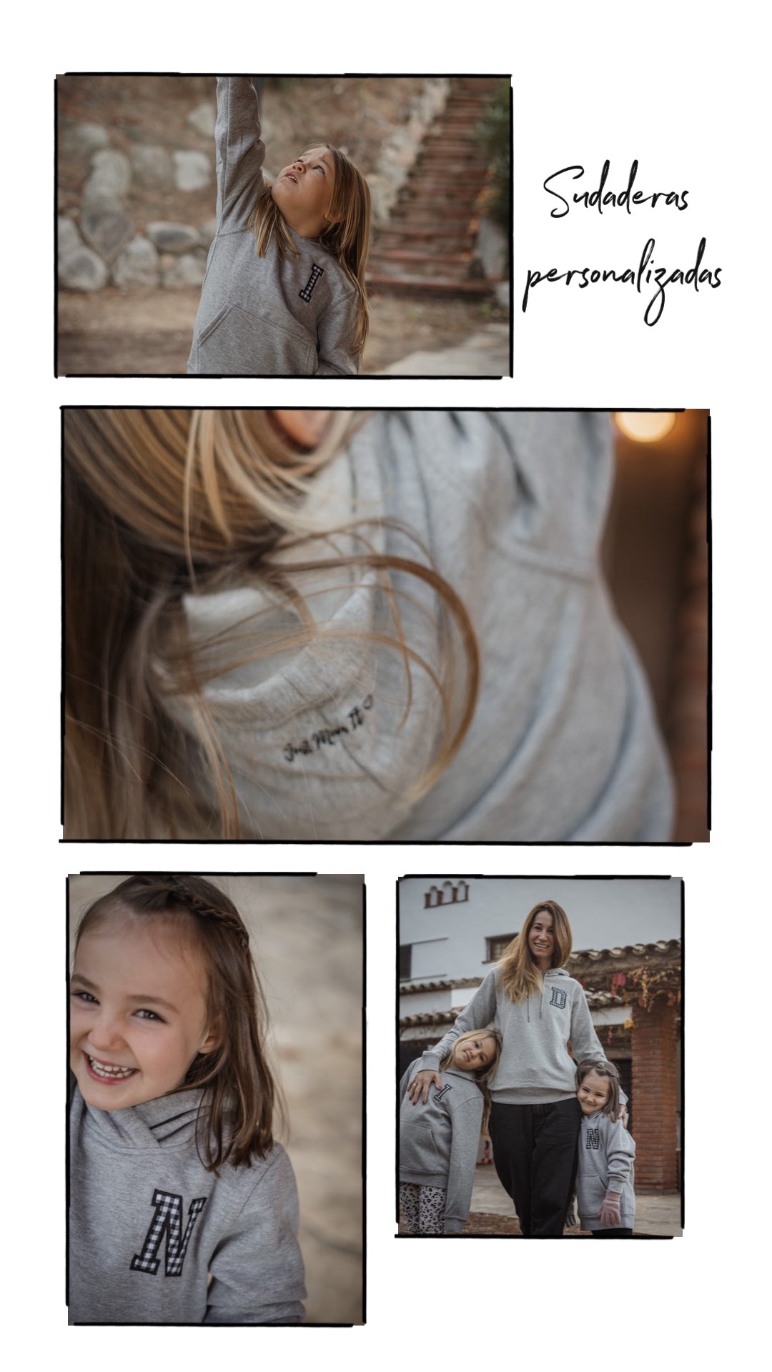 SUDADERA CAPUCHA KIDS - GRIS VICHY